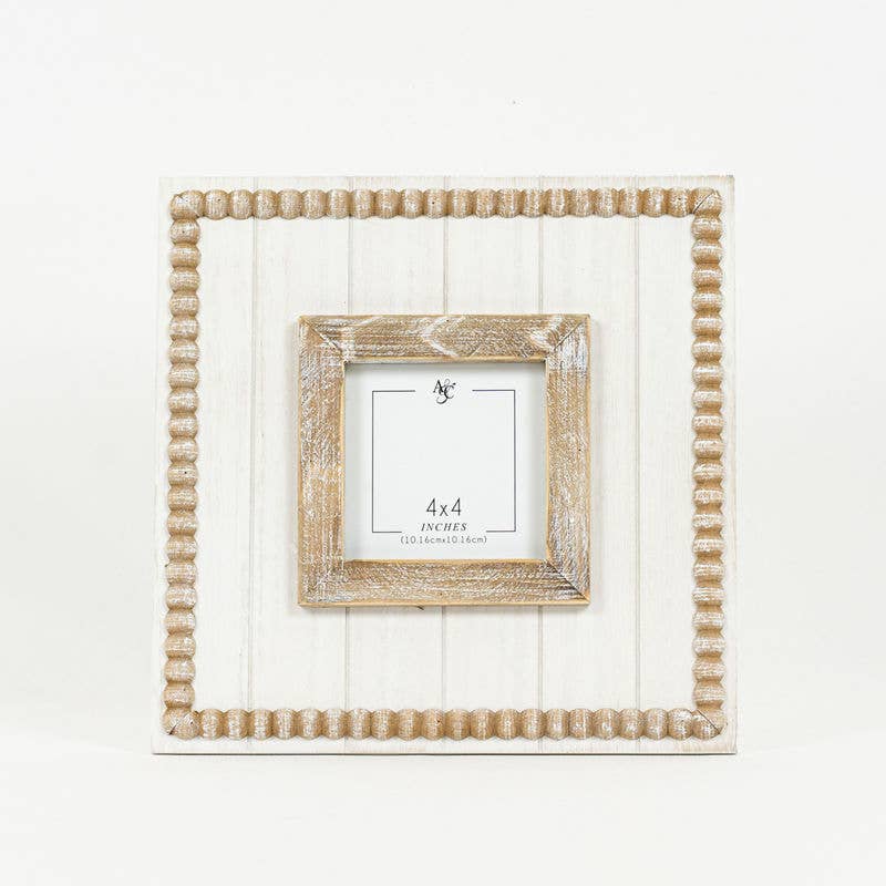 10x10 wood beaded photo frame (holds 4x4 picture)