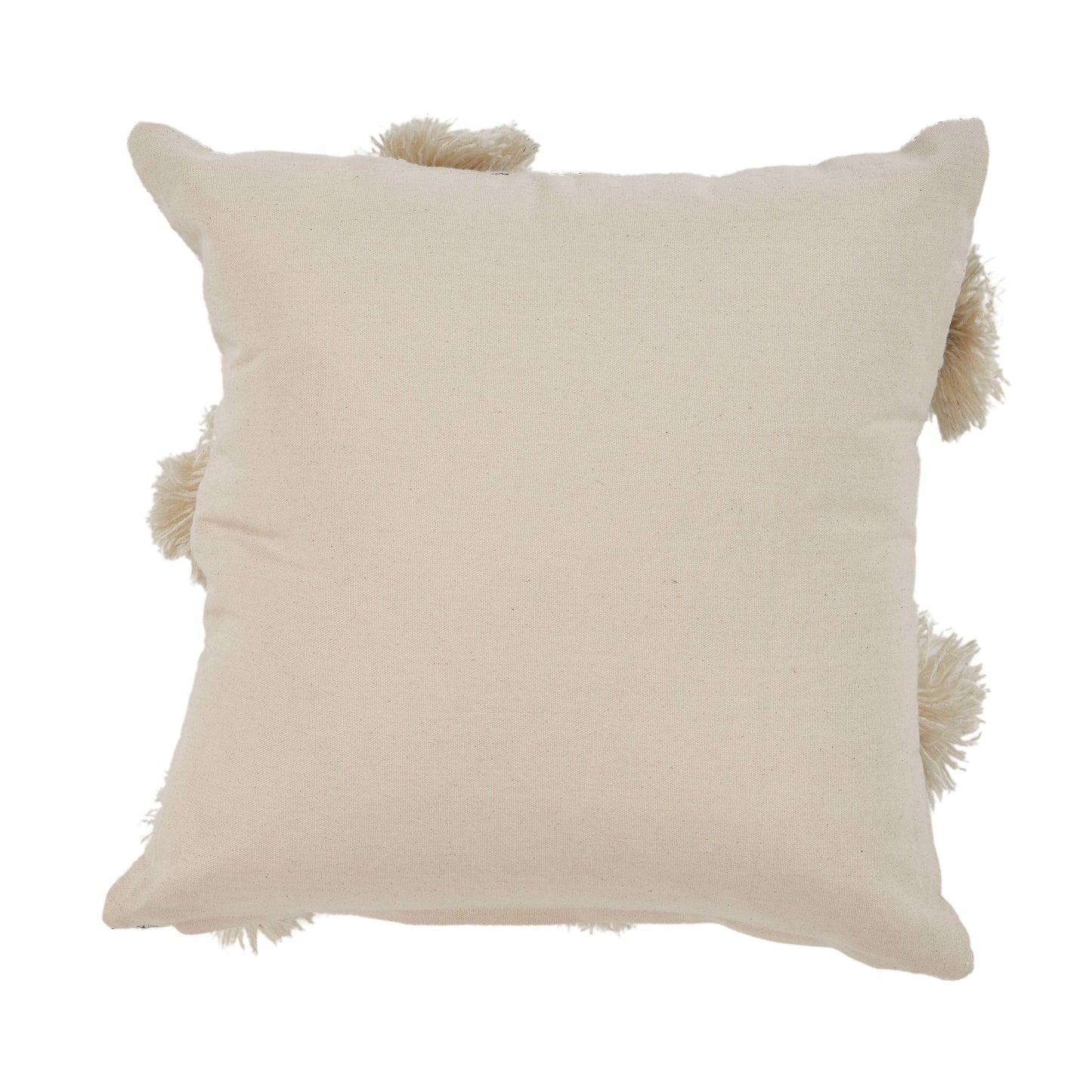 Willy Tassel Farmhouse Throw Pillow, Gray/White, 18" x 18": Gray/White / Poly Filled