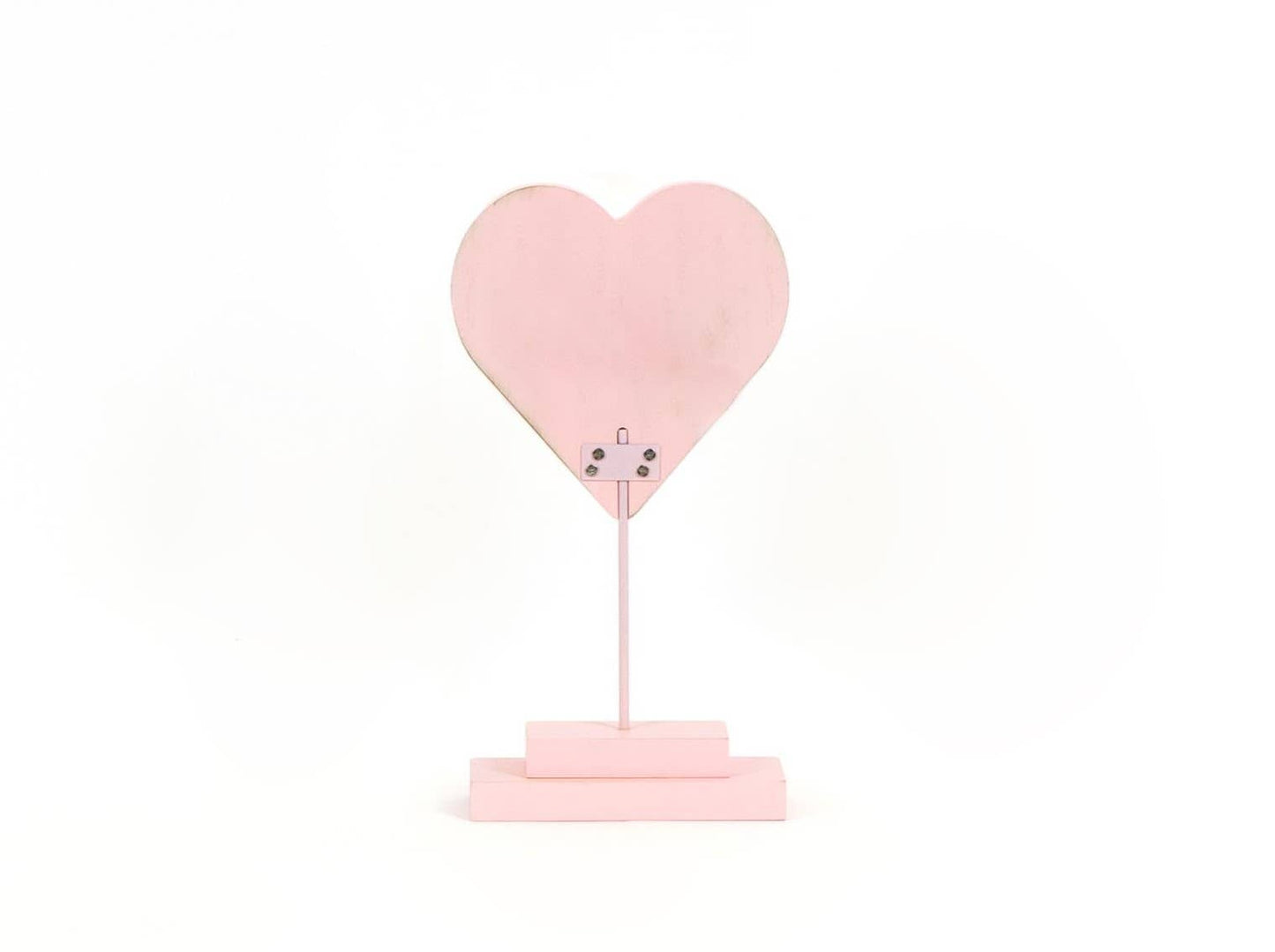 Pink Heart Valentine 5x9.5x2 wood cutout on stand
