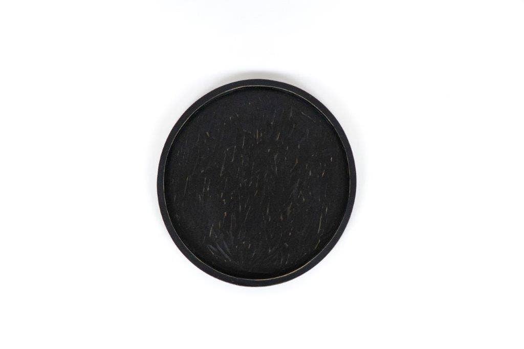 15.5x15x1 Black Wood Round Tray