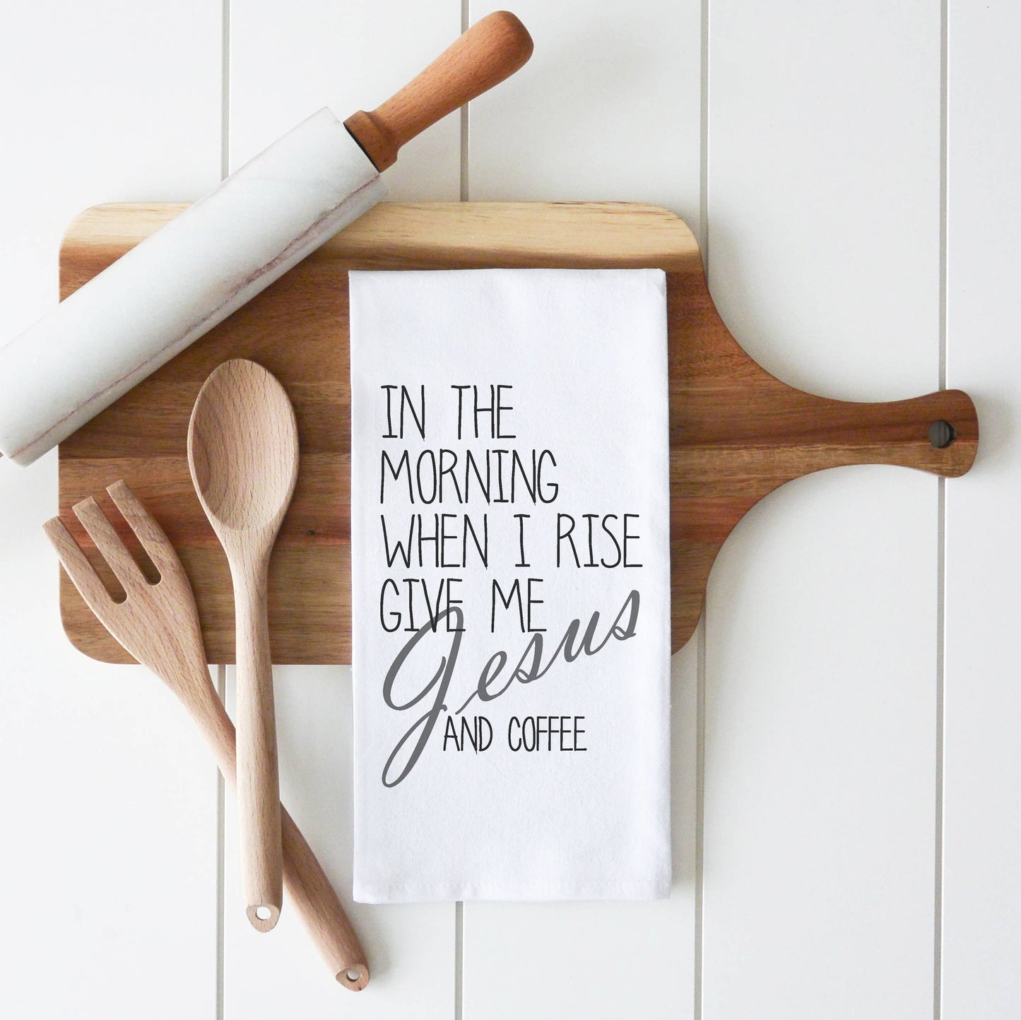 Jesus and Coffee Tea Towel: White • 100% Cotton