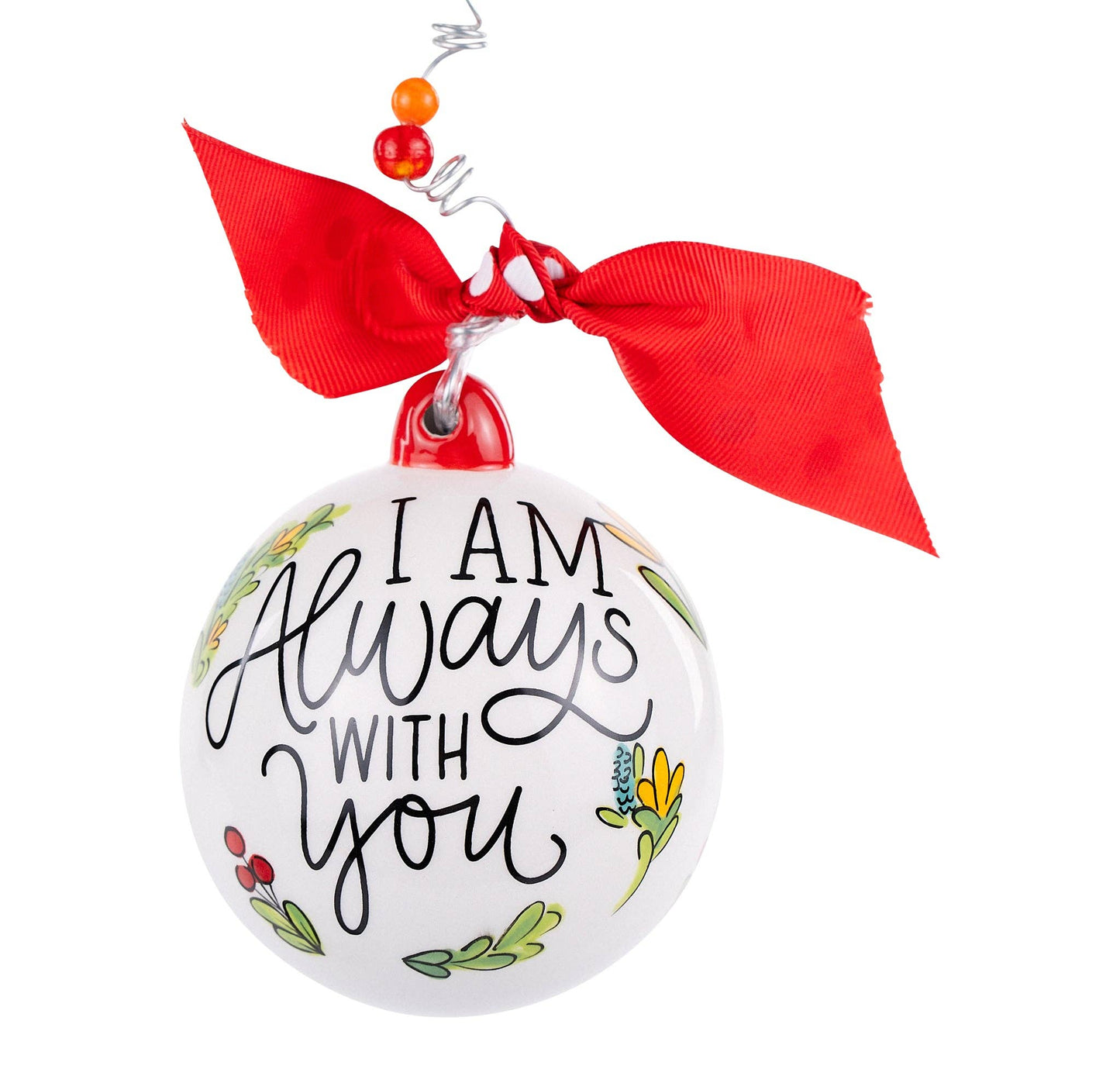 Red Bird Always With You Wreath Holiday Ornament