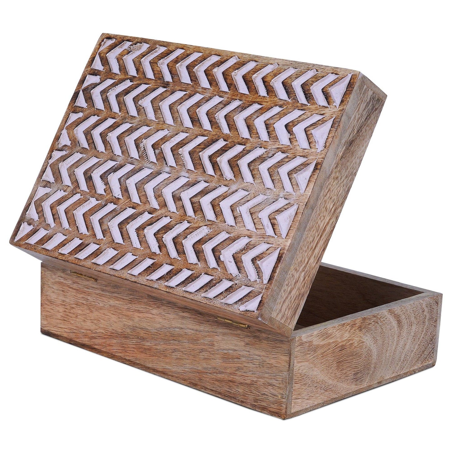 Arrow Box in Light and White Finish: Large- 9 x 6 x 3.5”