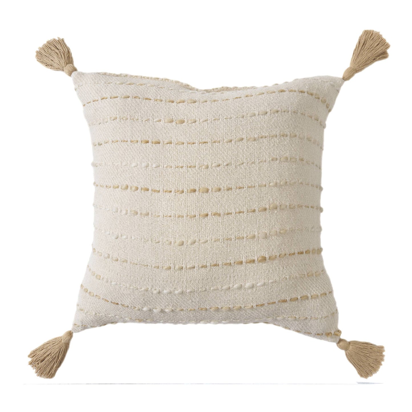 Striped Ombre Farmhouse Flatweave Throw Pillow: White/ Beige / Polyfill