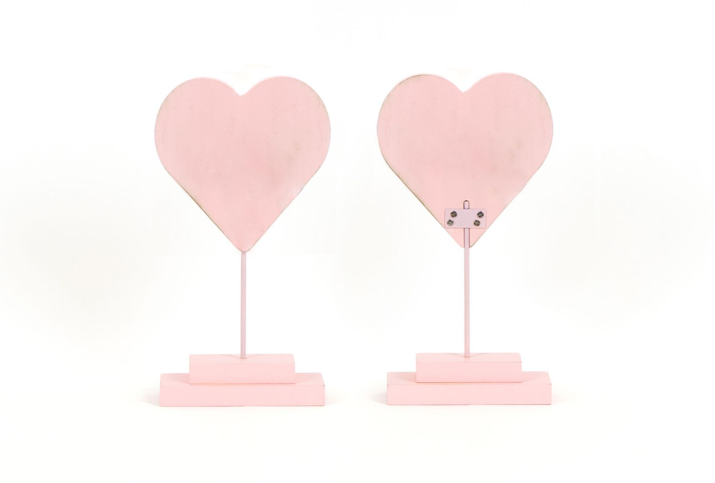 Pink Heart Valentine 5x9.5x2 wood cutout on stand
