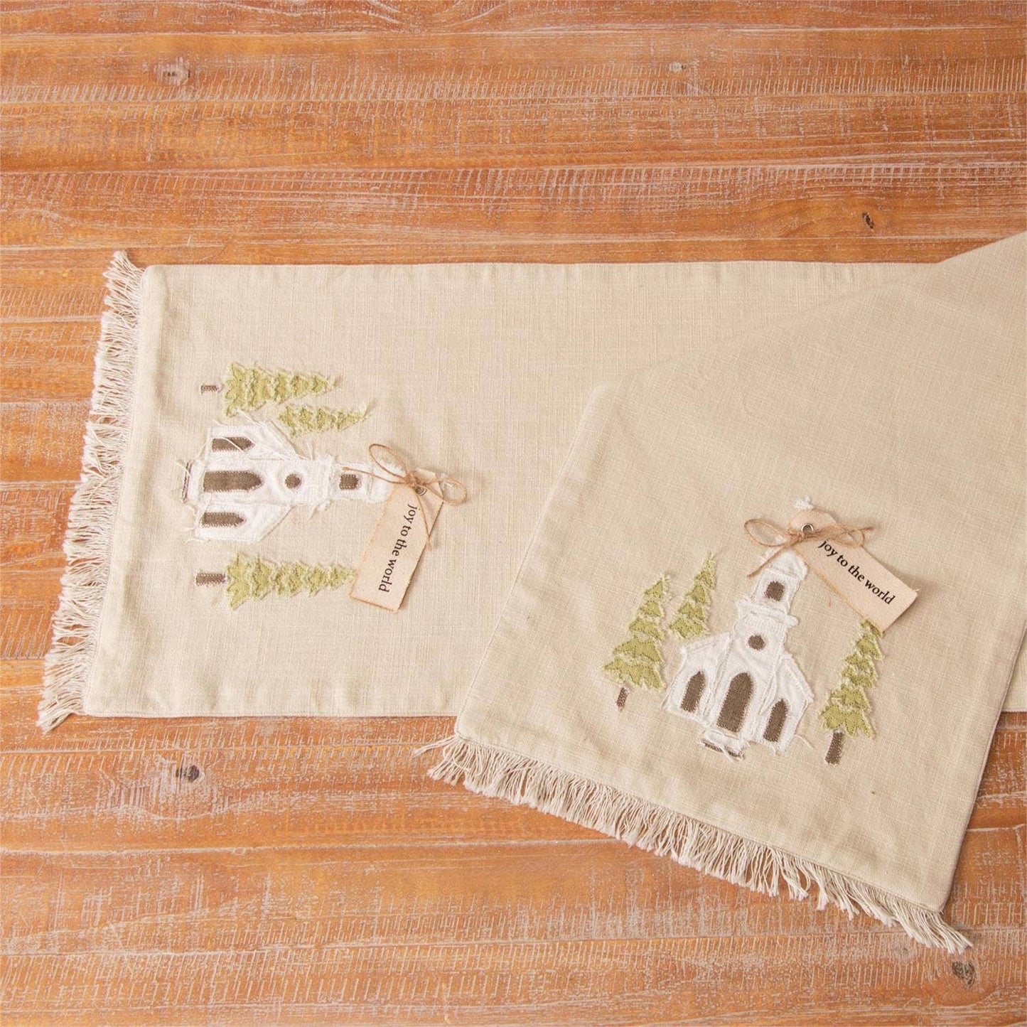 Table Runner - Church Rustic Applique With Fabric Tag