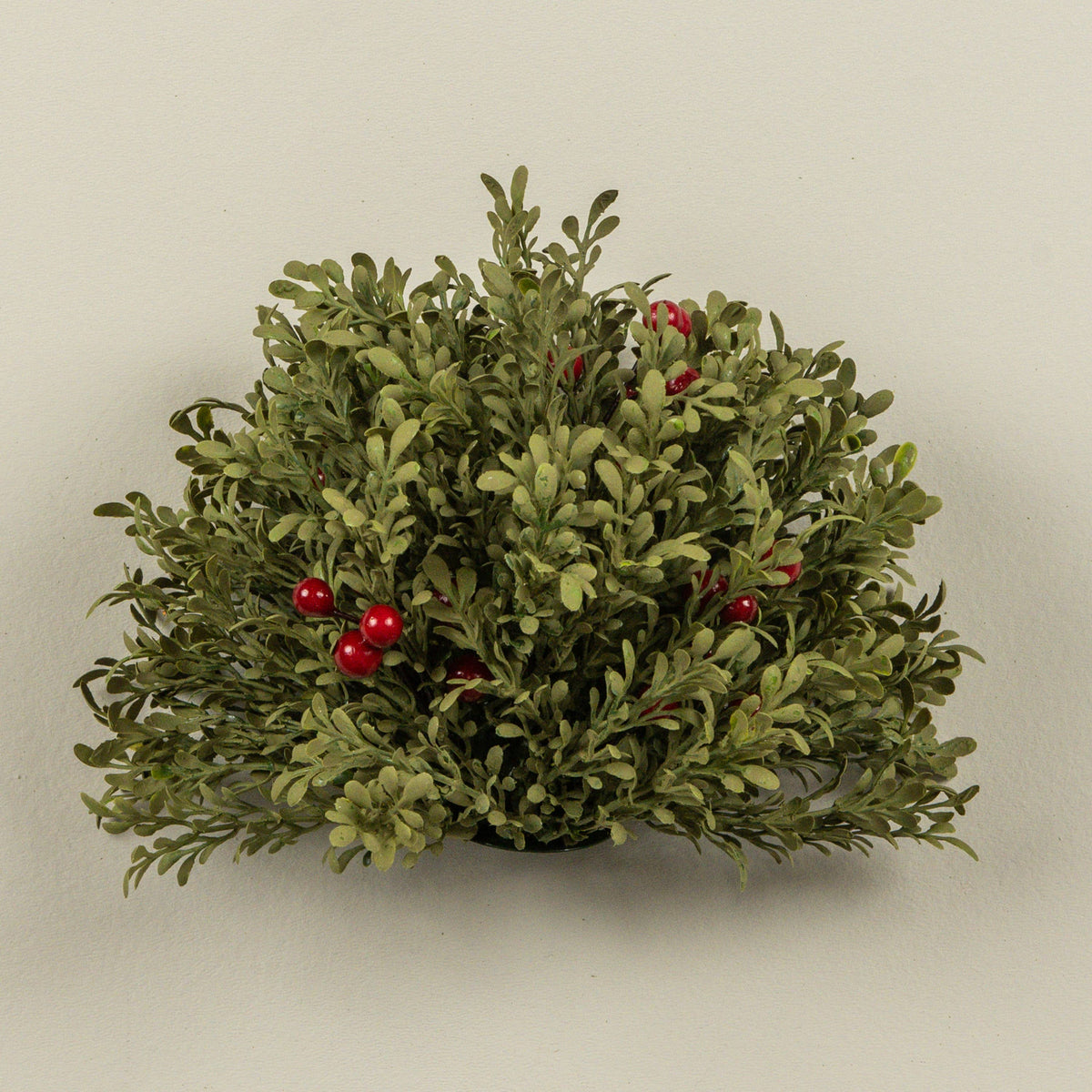 7" MINI LEAF HALF BALL W/ BURGUNDY BERRIES