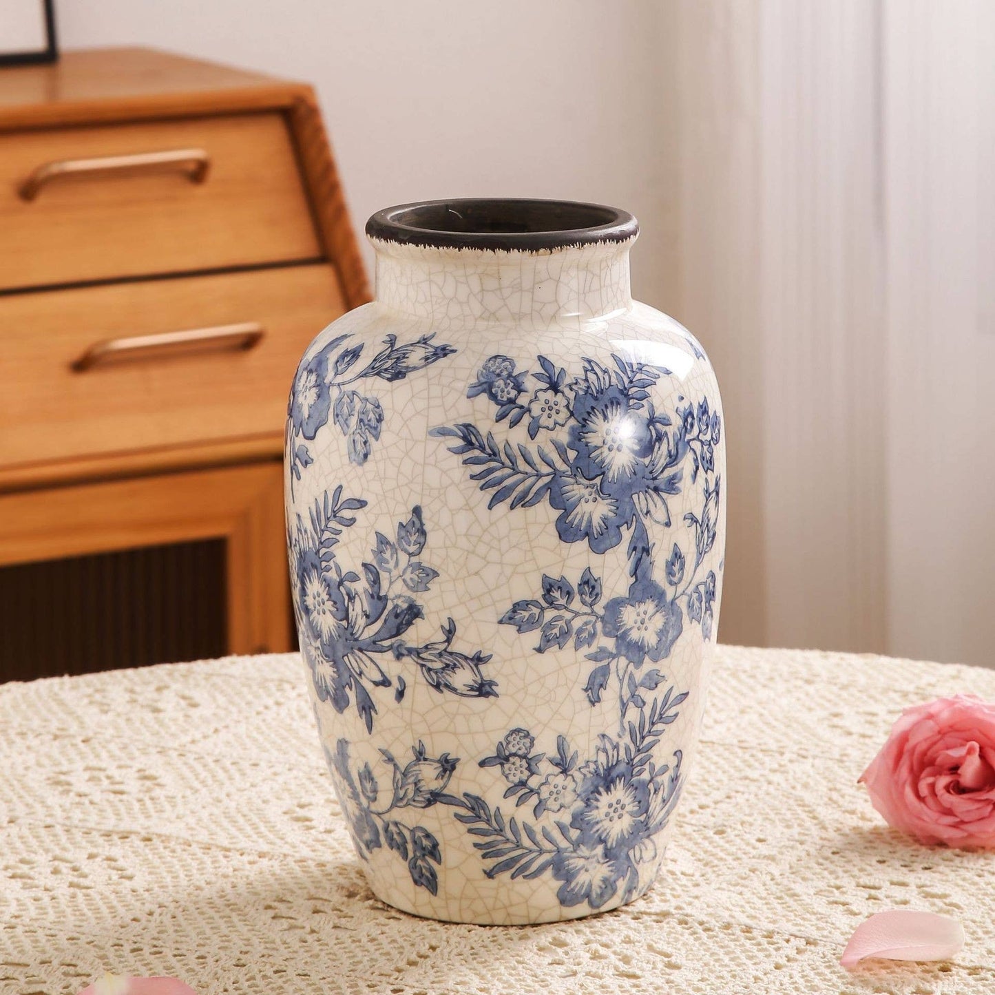 Blue Floral Ceramic Vase: PITCHER
