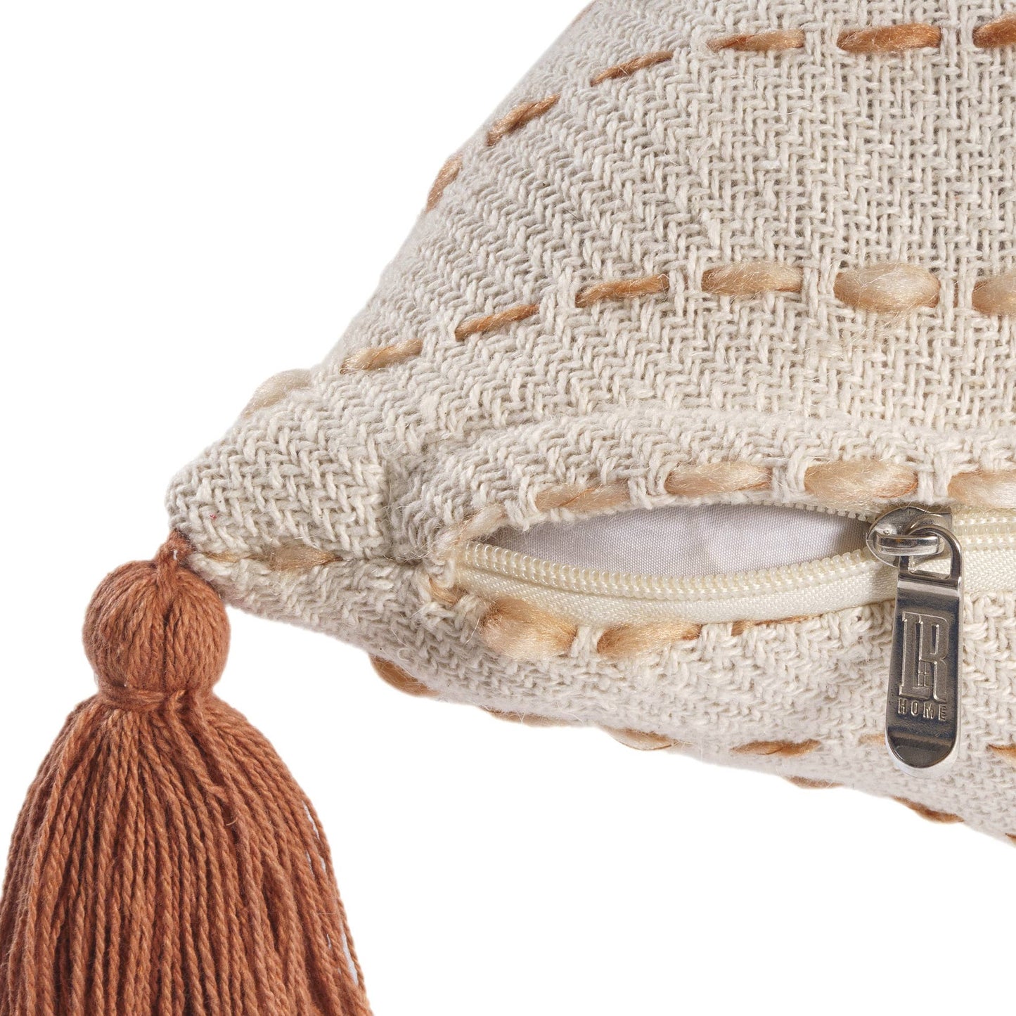 Striped Ombre Farmhouse Flatweave Throw Pillow: White/ Beige / Polyfill