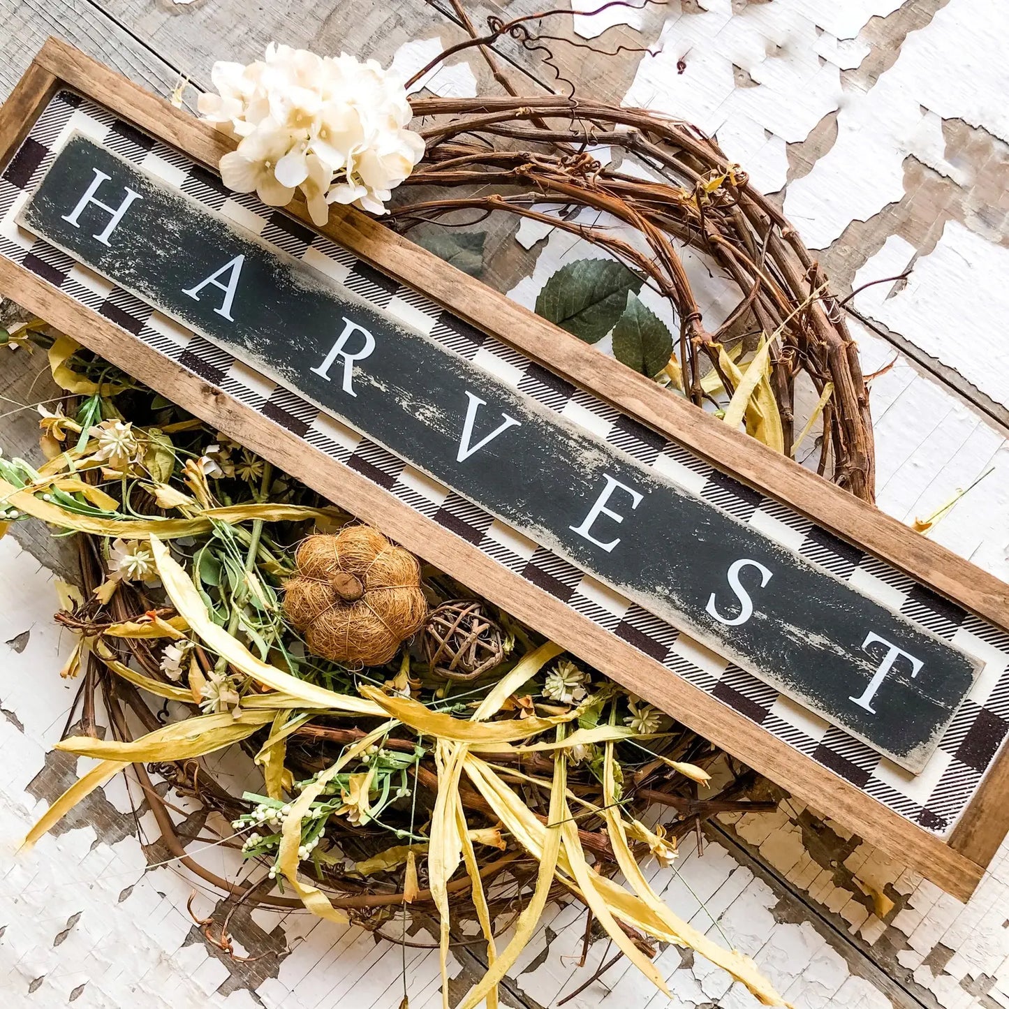 Harvest Plaid Background Sign