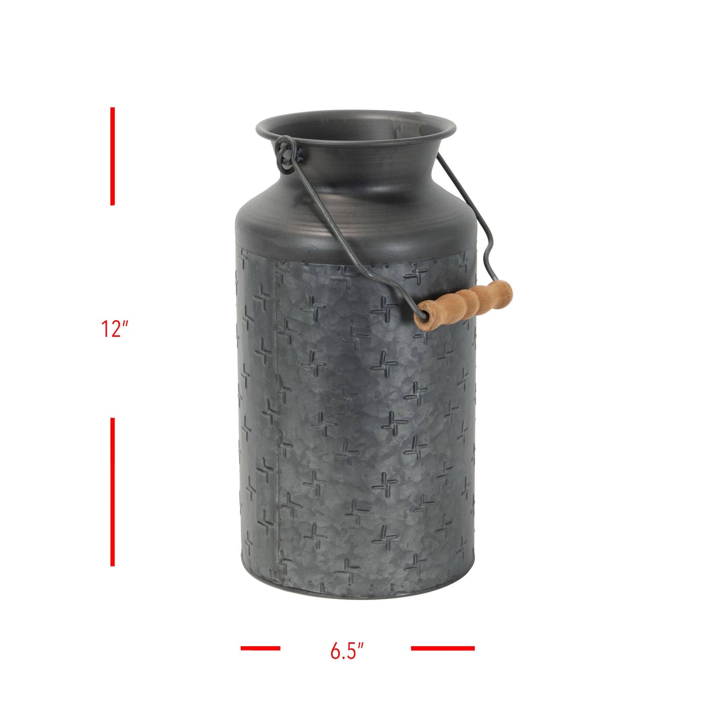 Logan Black Galvanized Metal Dried Florals Vase Wood Handle