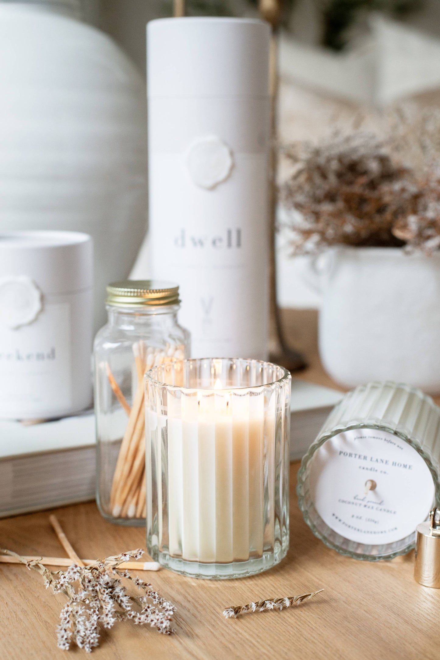 Dwell | Bergamot + Mahogany Fluted Coconut Wax Candle
