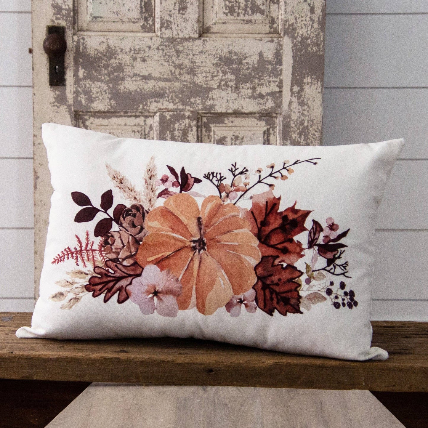 Floral Pumpkins And Foliage Pillow