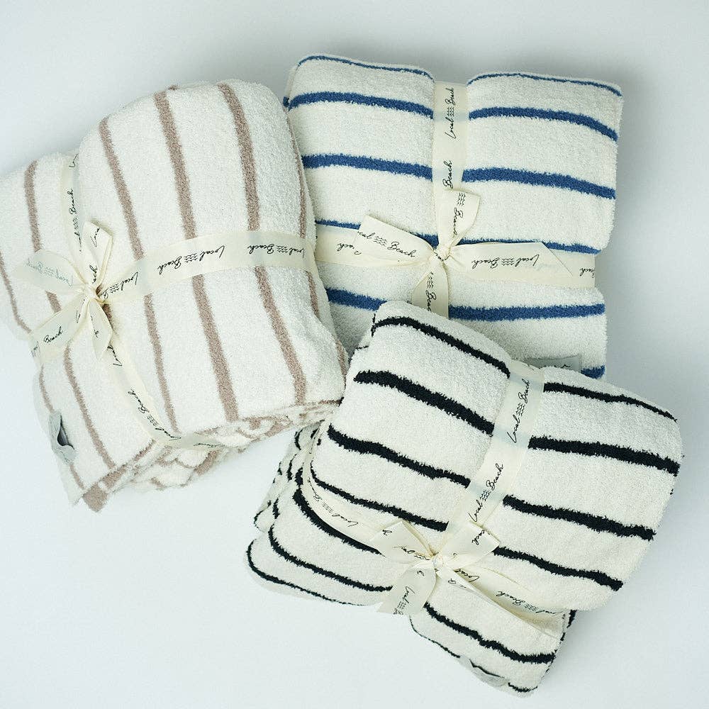 Striped Luxe Home Blanket: Taupe/Cream