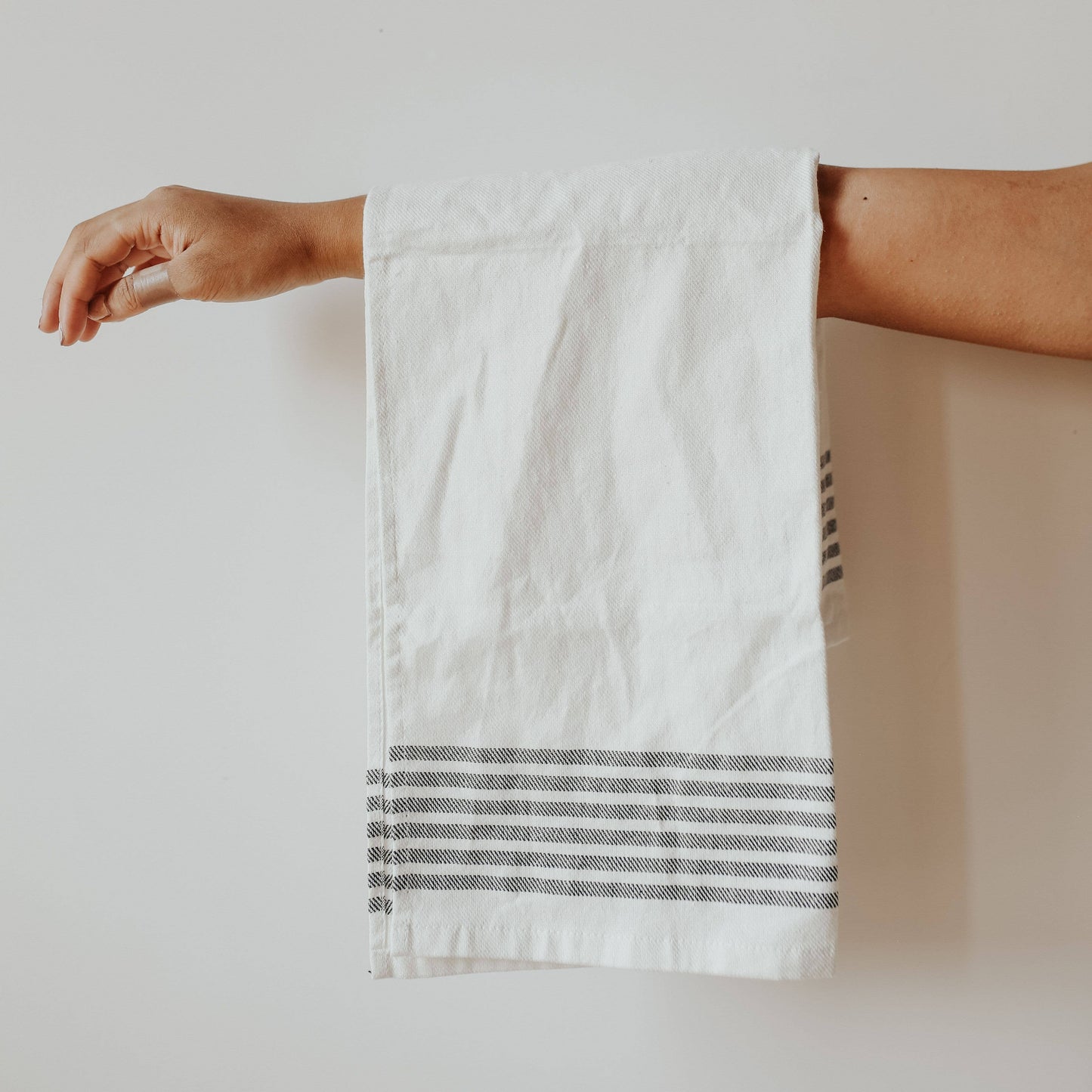 Striped 100% Cotton Hand Towel, 6 Black Stripes