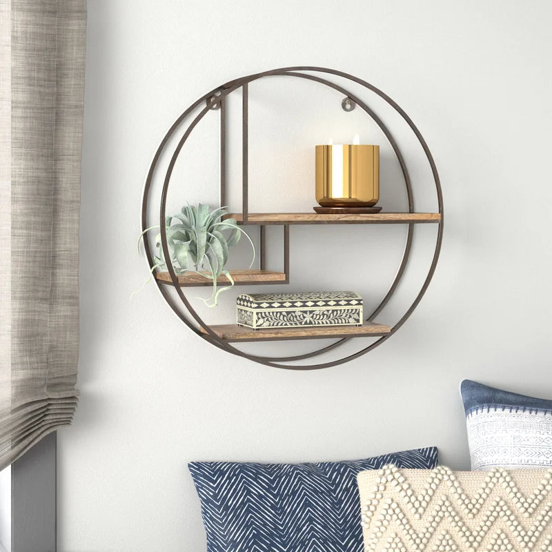 Circle Mango Wood Accent Shelf