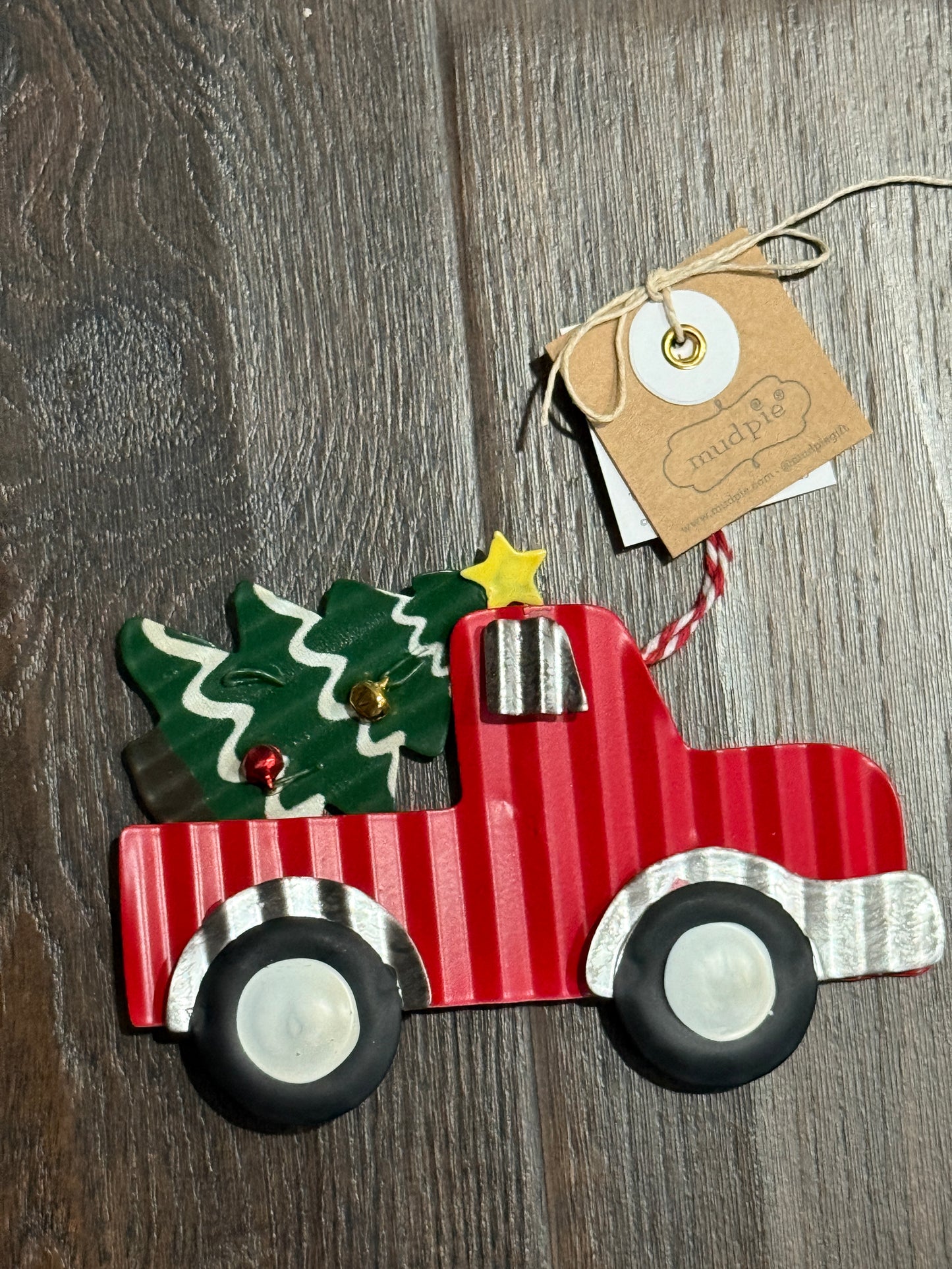 Red Truck Christmas Tin Ornament