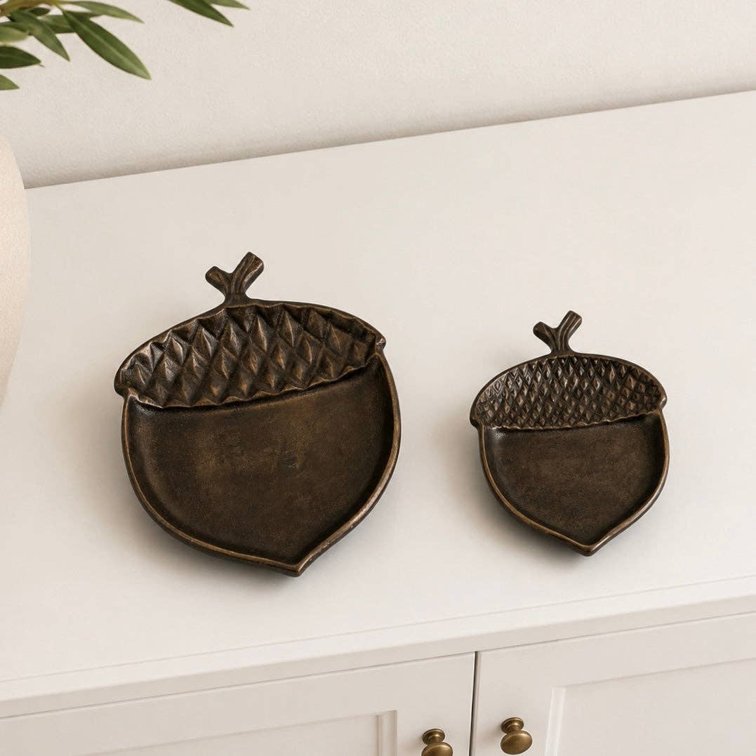 Brown Metal Acorn Tray: Large