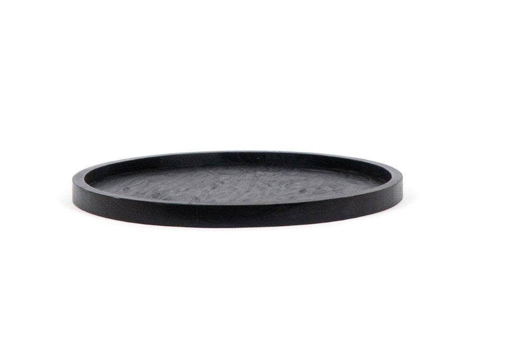 15.5x15x1 Black Wood Round Tray