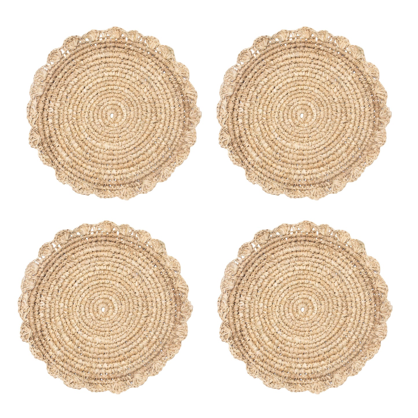 Blossom Natural Round Placemat Flower 38cm - Set of 4: Natural