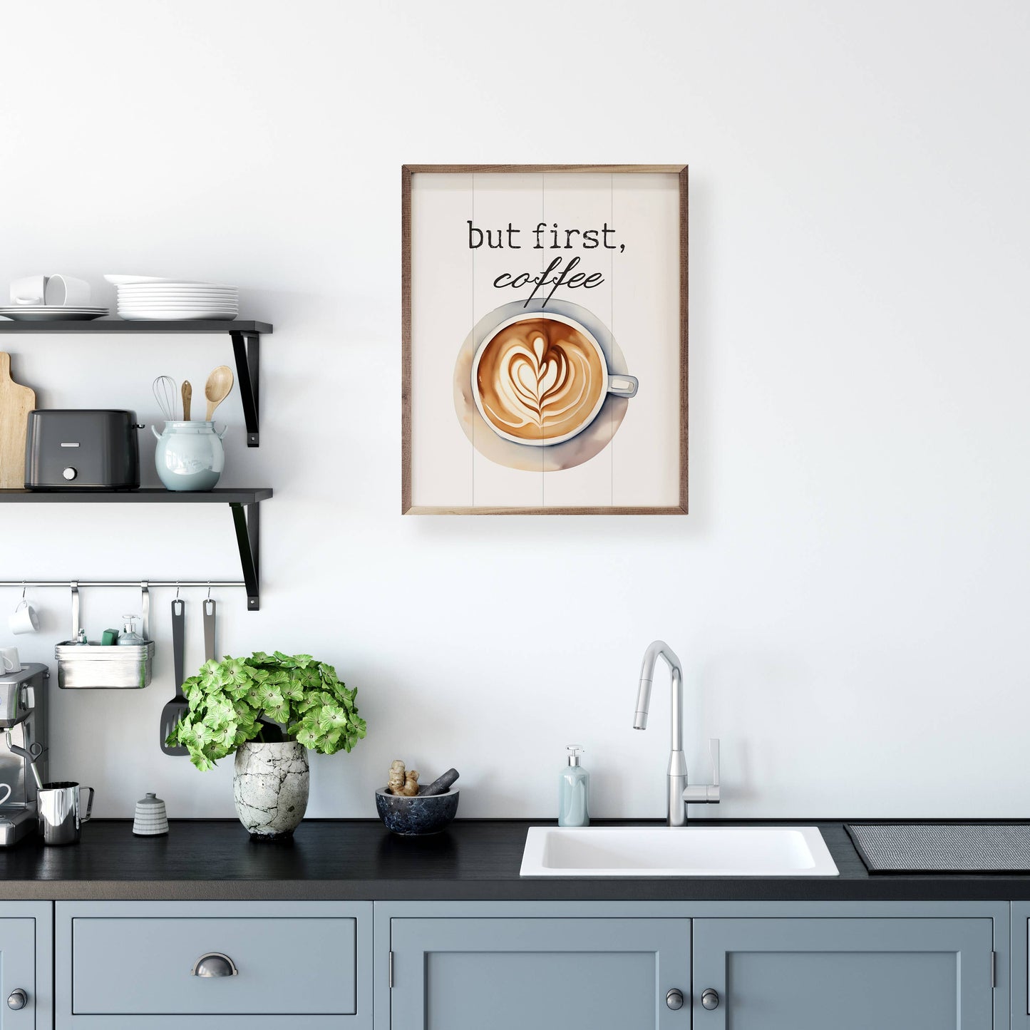 But First Coffee Heart White: 8x10
