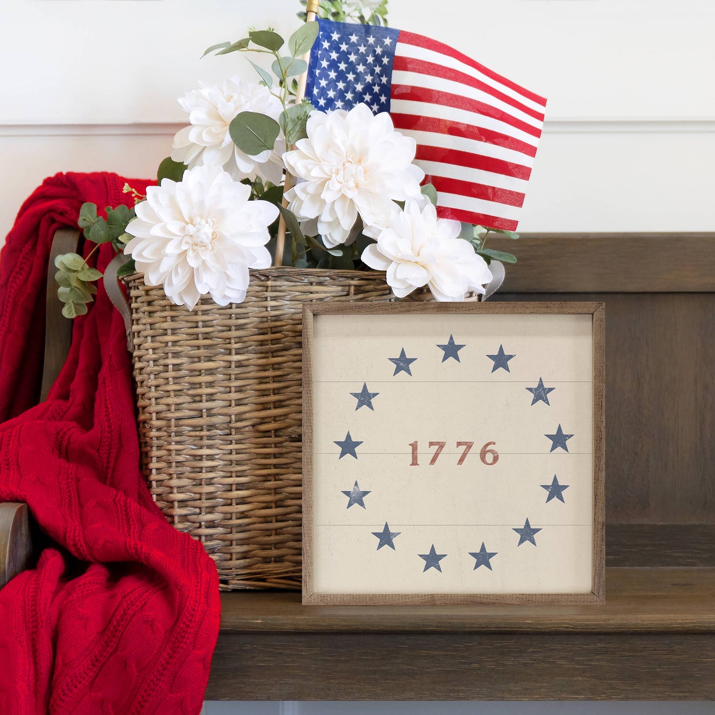 1776 With Stars White: 8 x 8 x 1.5