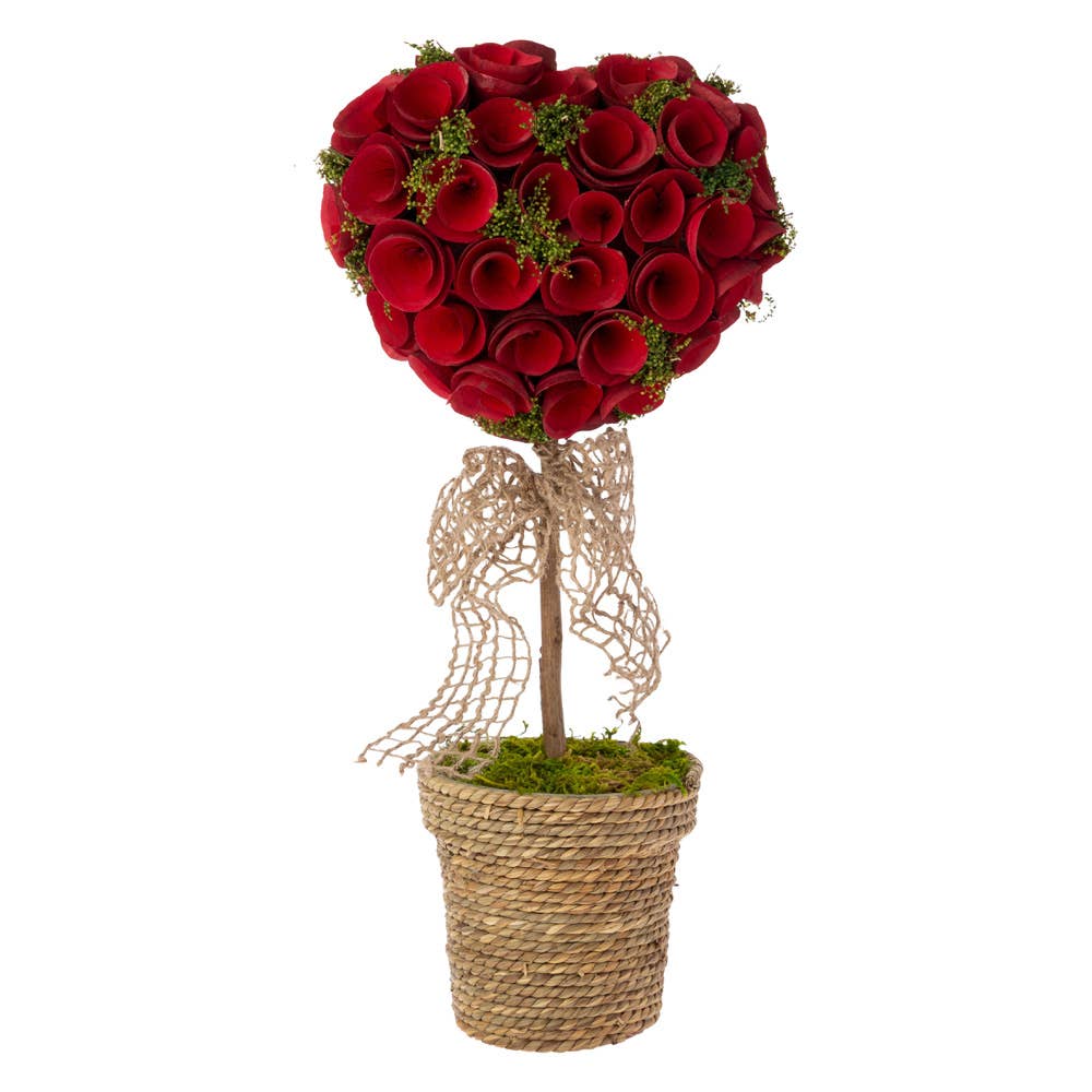 14" Tall Hearts For You Topiary In Basket Valentines Day