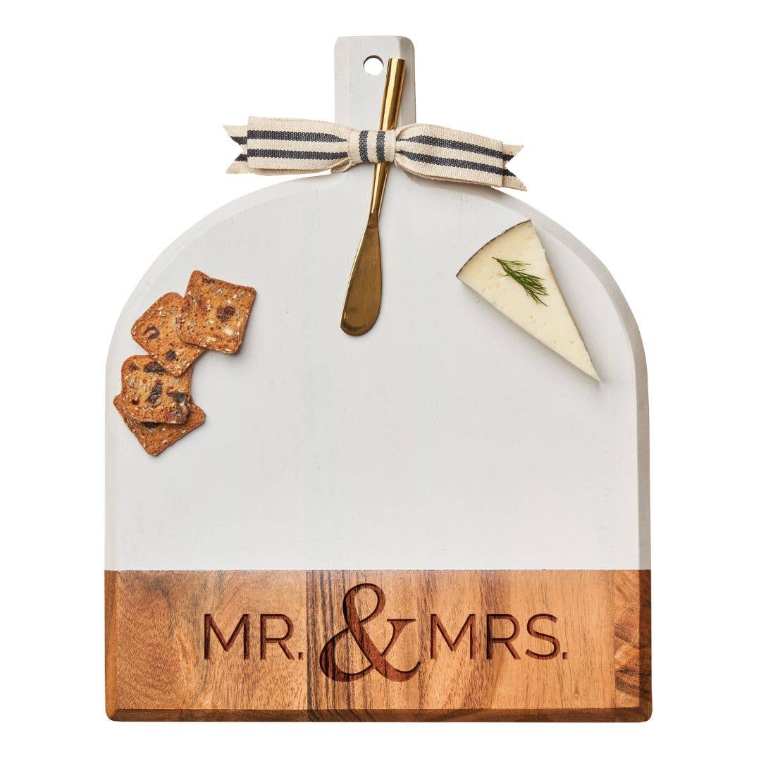 Acacia Bevel Board w/ Gold Spreader | Modern Mr. & Mrs.
