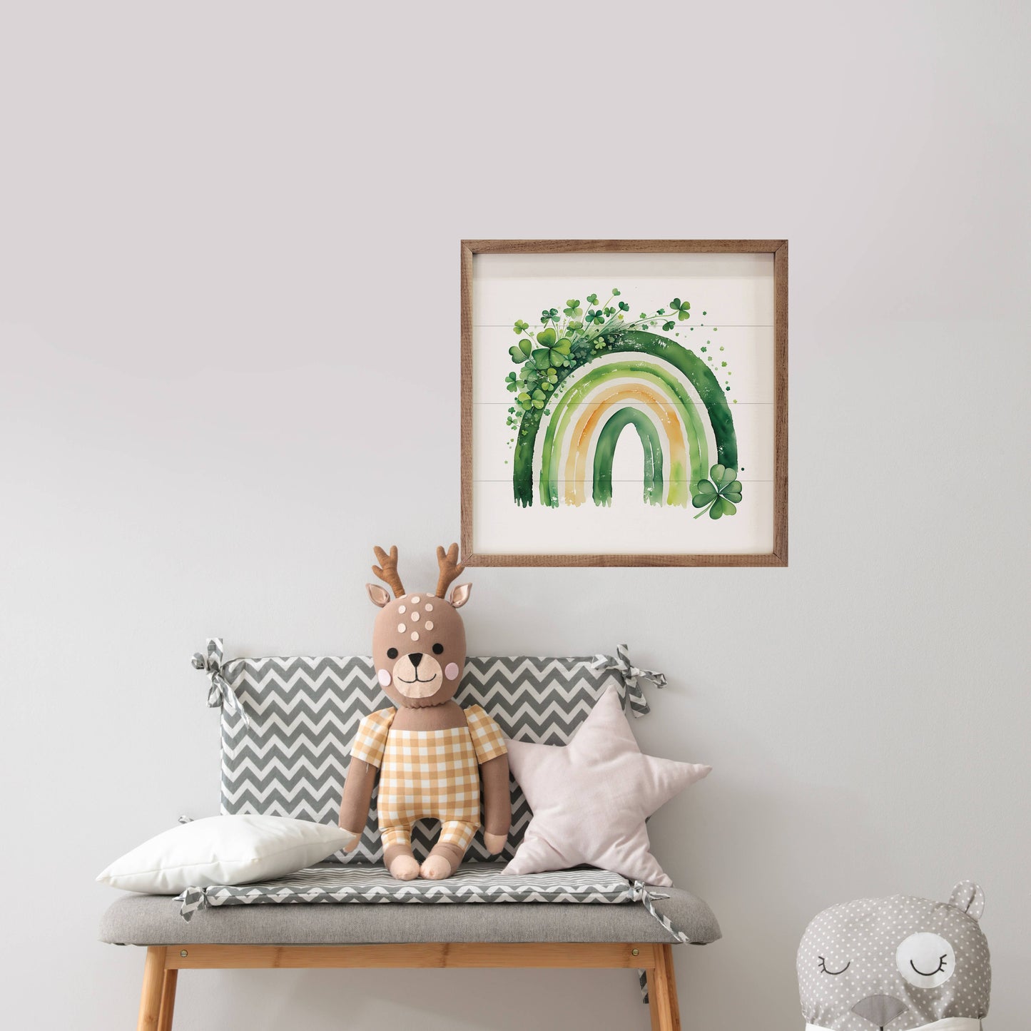 Rainbow And Clovers White: 12 x 12 x 1.5