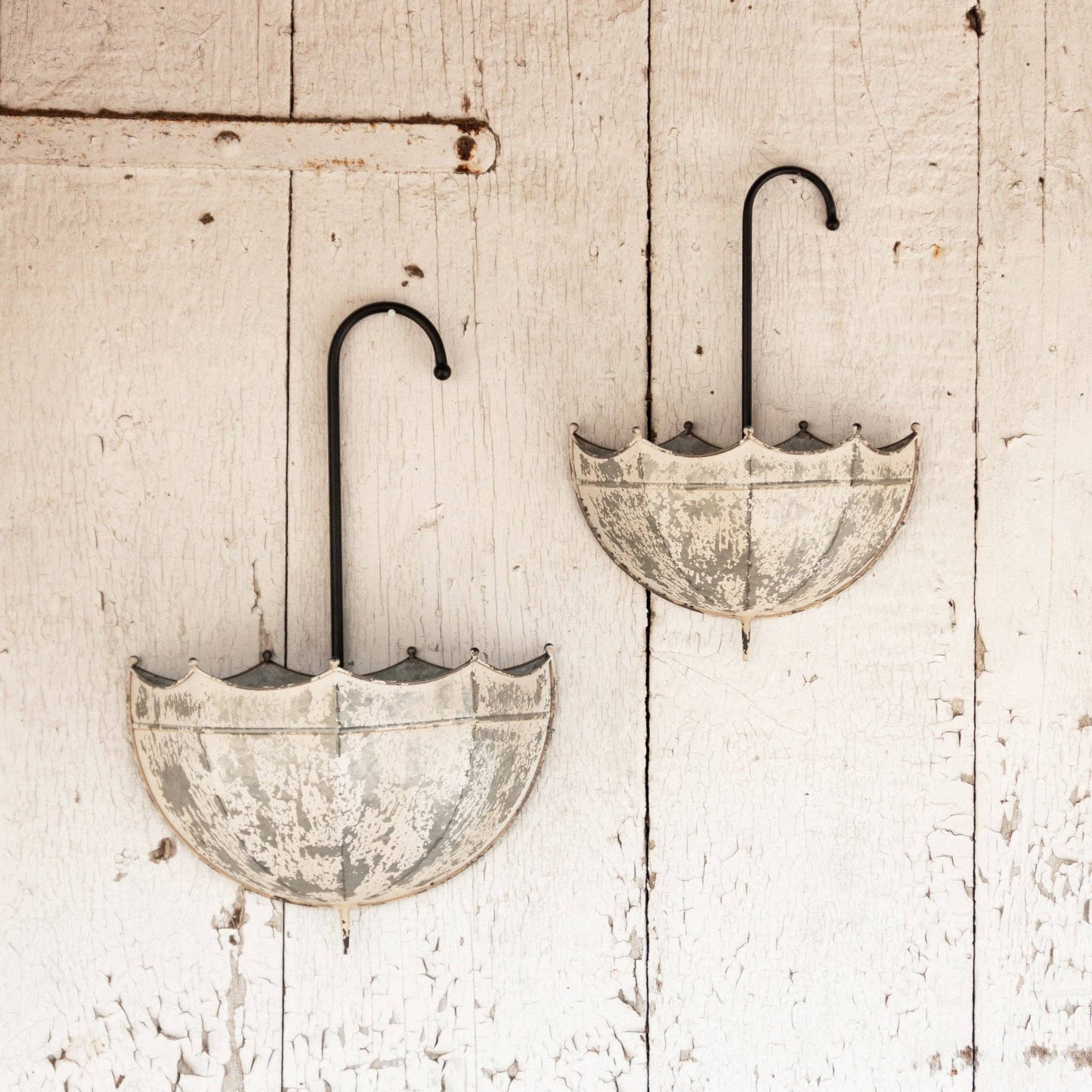 Galvanized Umbrella Wall Planter (Set Of 02)