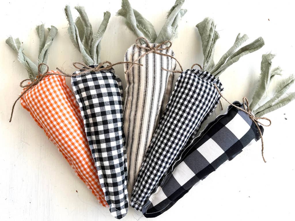 Rustic Fabric Regular Carrot: Orange Gingham