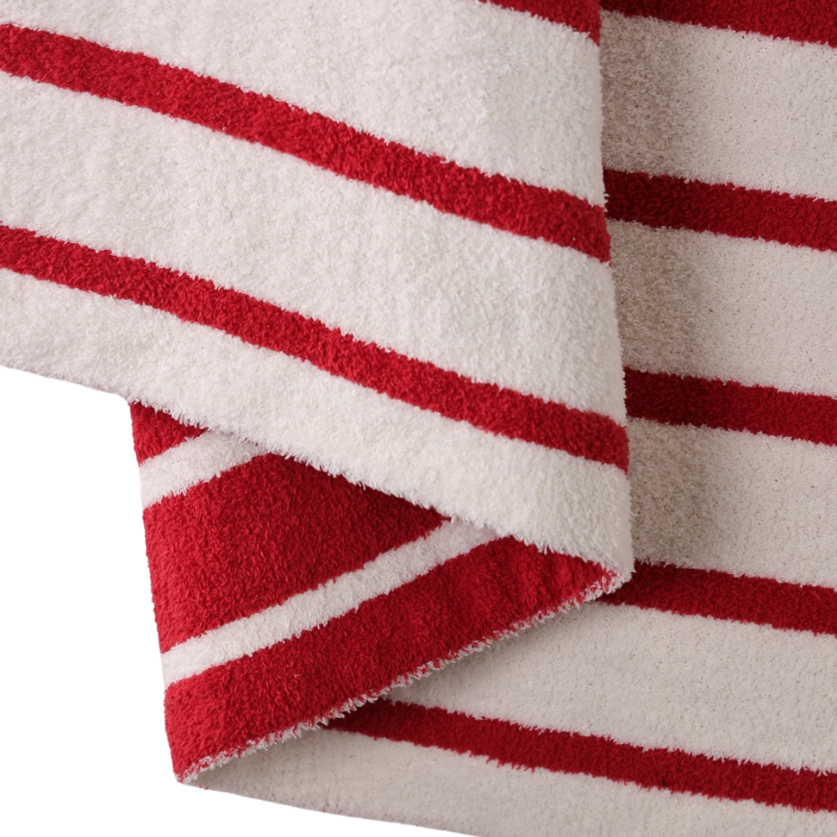 Red/Creme Holiday Stripe Cozy Luxe Home Blanket: Red/Cream