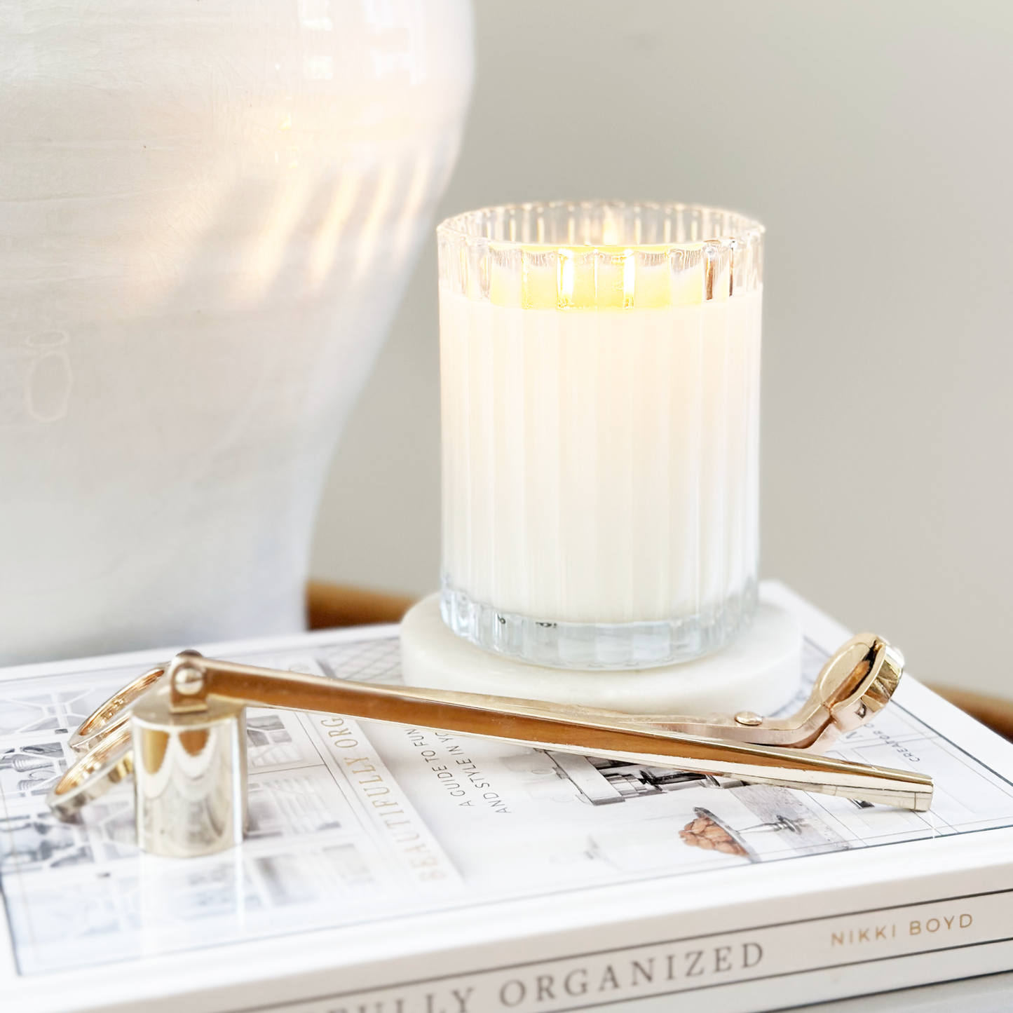 Dwell | Bergamot + Mahogany Fluted Coconut Wax Candle