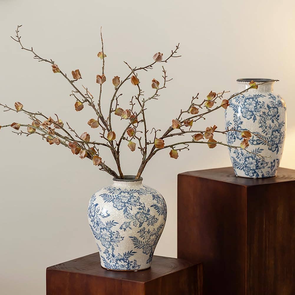 Blue Floral Ceramic Vase: PITCHER