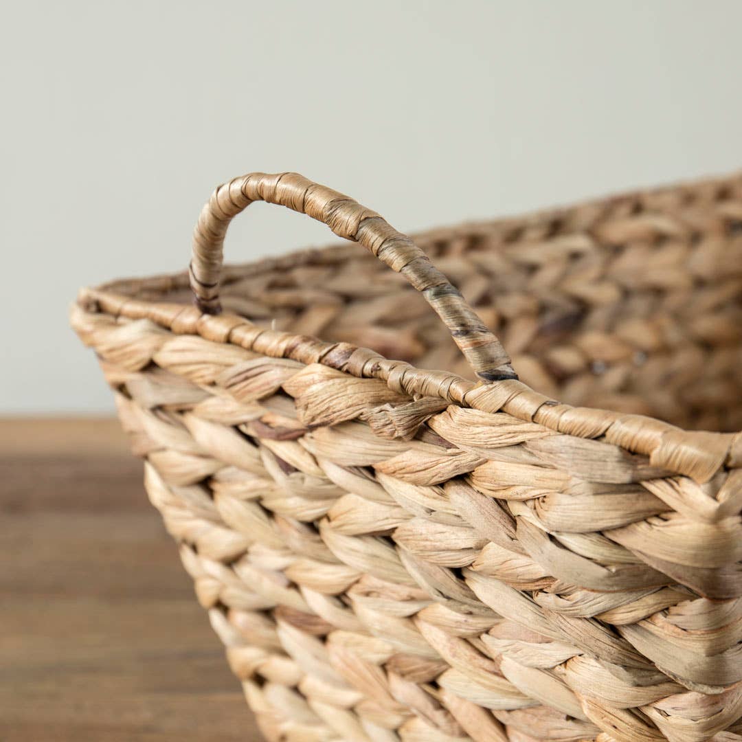 Rectangular Braided Hyacinth Bin w/ Side Handle Home Storage