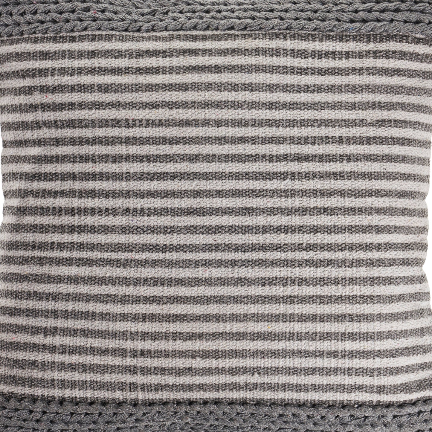 Farmhouse Striped and Textured Throw Pillow: Gray/Ivory / Poly Filled