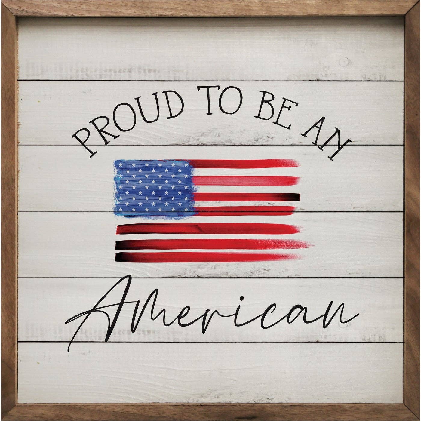 Proud To Be An American Flag Whitewash: 4 x 4 x 1