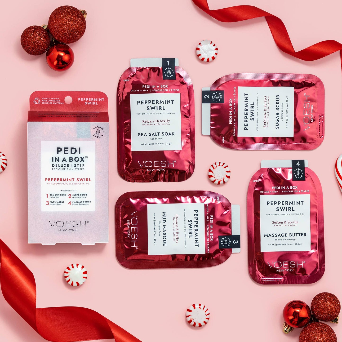 Limited Edition Pedi in a Box 4 Step Peppermint Swirl: Single
