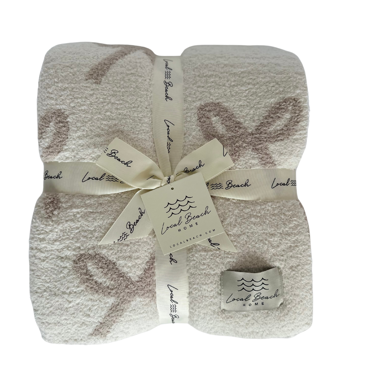 Bow Luxe Home Blanket: Cream/Black