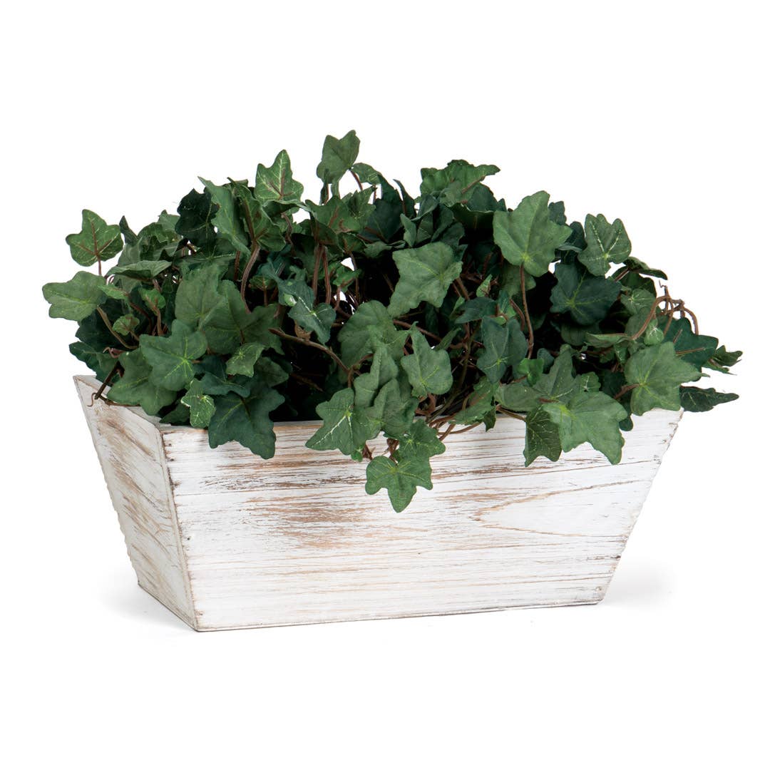 RECT WOOD TUB-WHITE WASHED