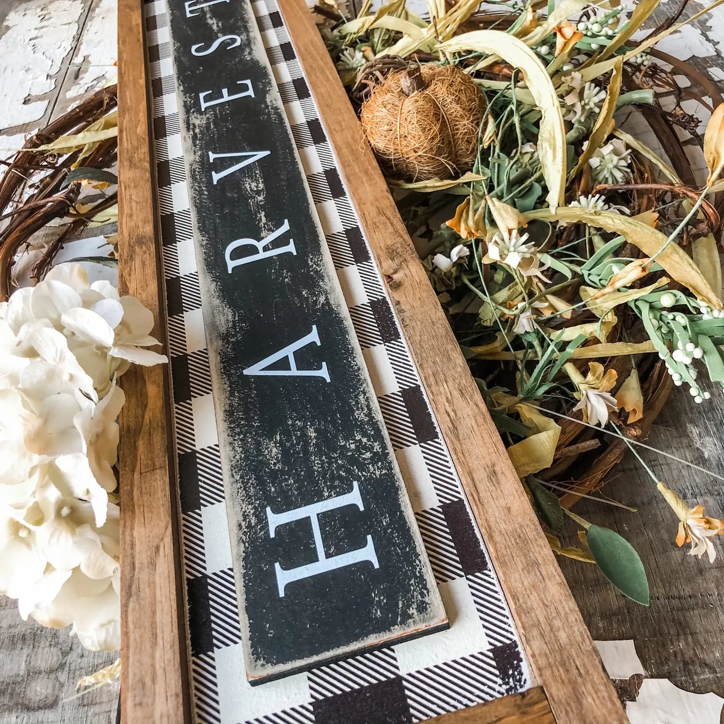 Harvest Plaid Background Sign