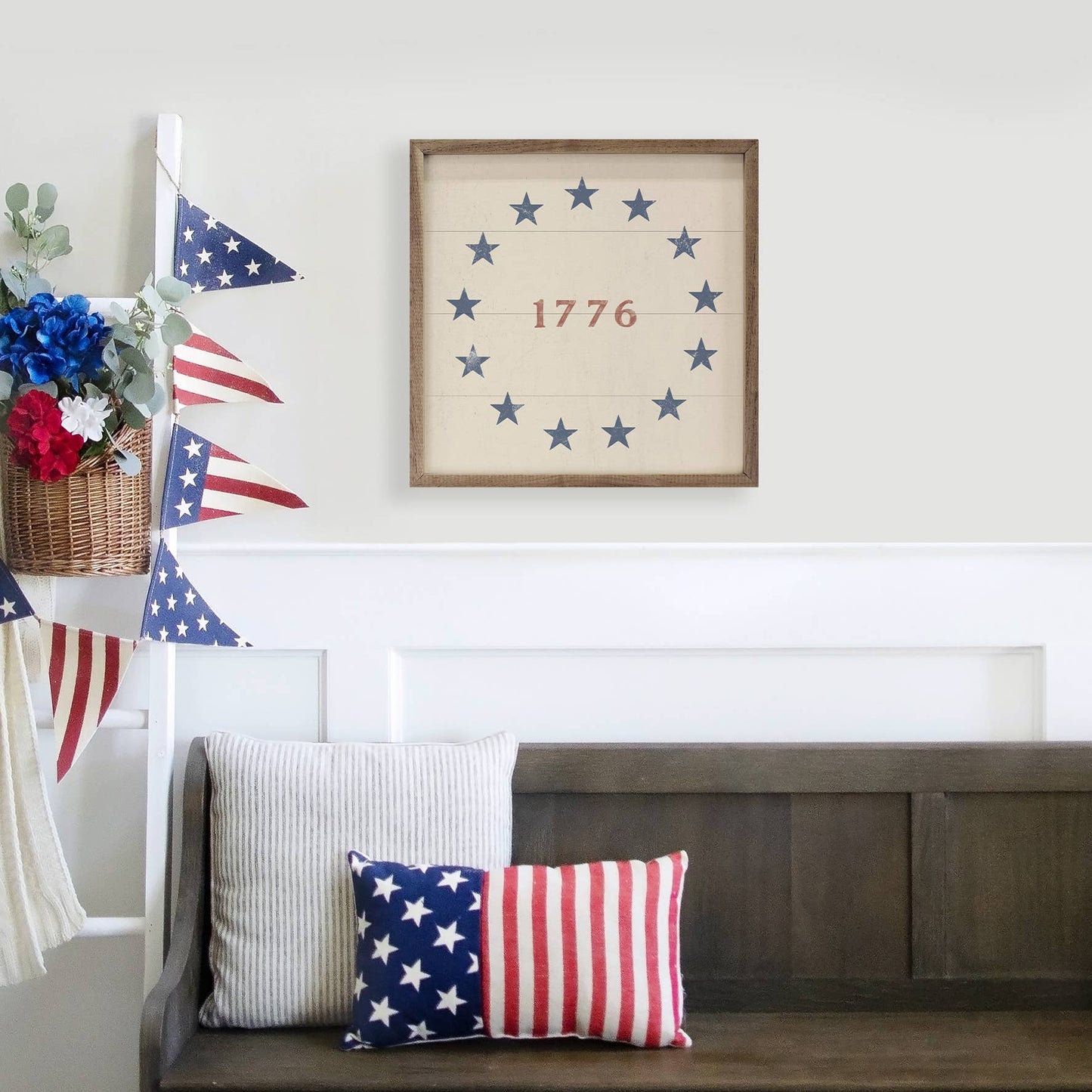 1776 With Stars White: 8 x 8 x 1.5