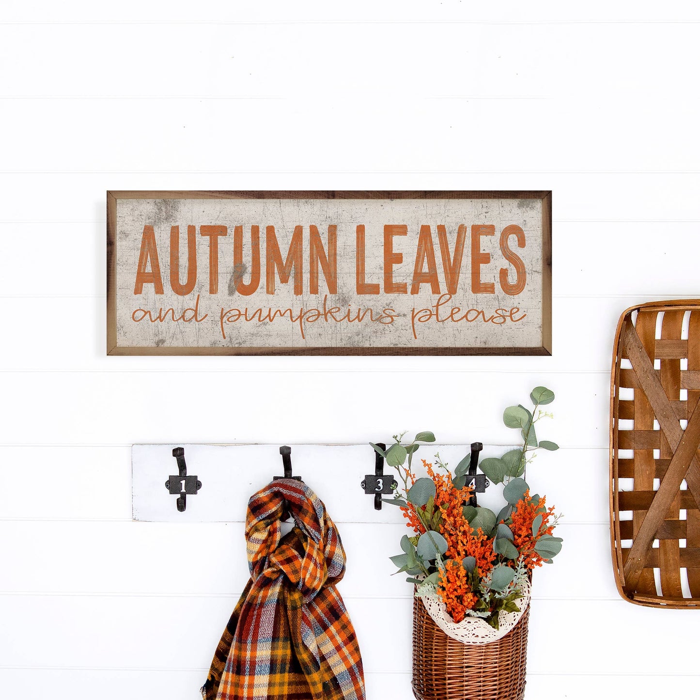 Autumn Leaves Orange On White: 12 x 4 x 1.5