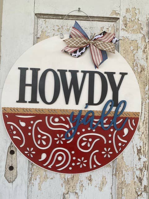 Howdy Ya'll Bandana Door Hanger, Wood Sign, Home Decor