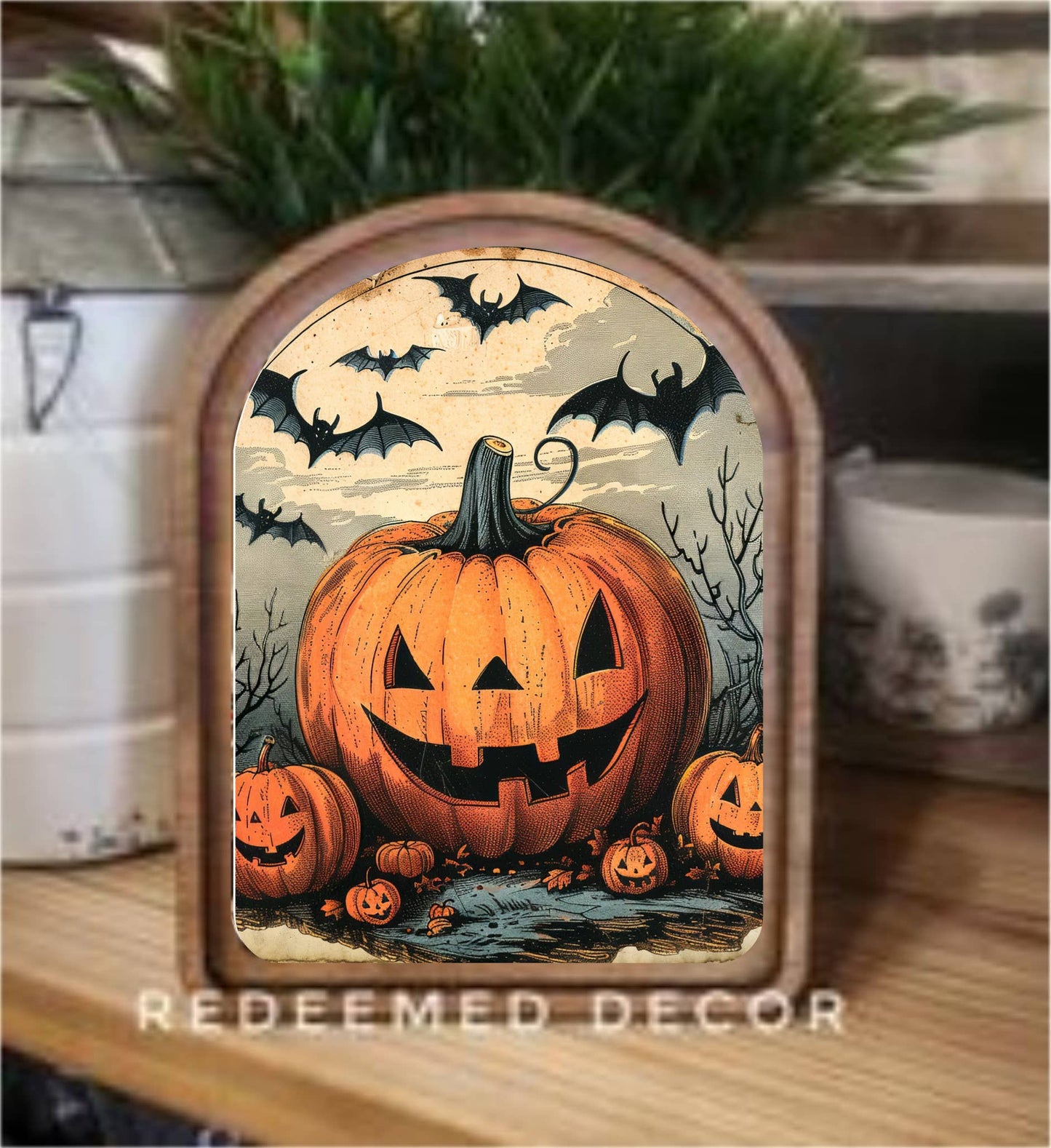 Arch Top Jack O Lantern Framed Art : 8.25x11"