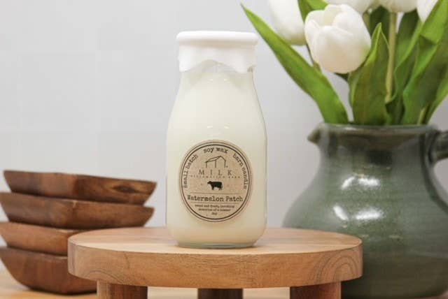 Milk Bottle Candle Watermelon Patch