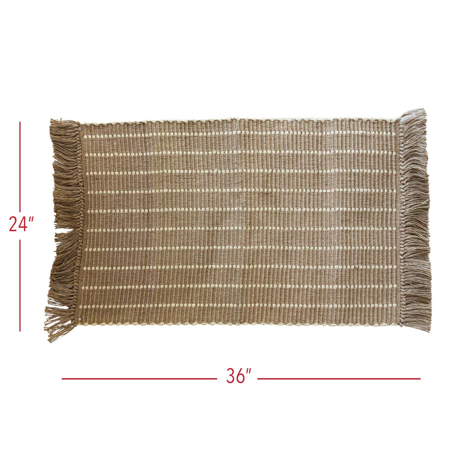 Edaline 2x3 Foot Fall Decor Striped Decorative Rug Jute