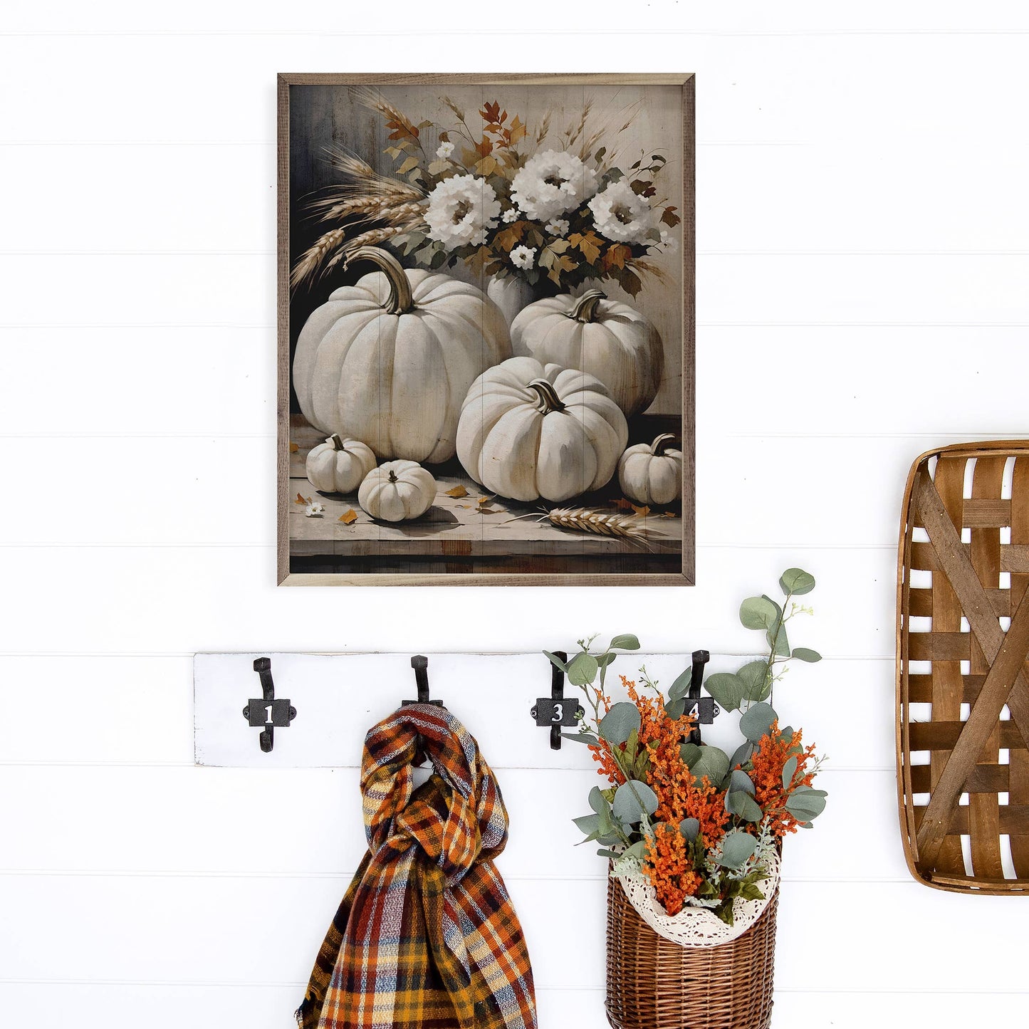 White Pumpkins On Table: 8 x 10 x 1.5