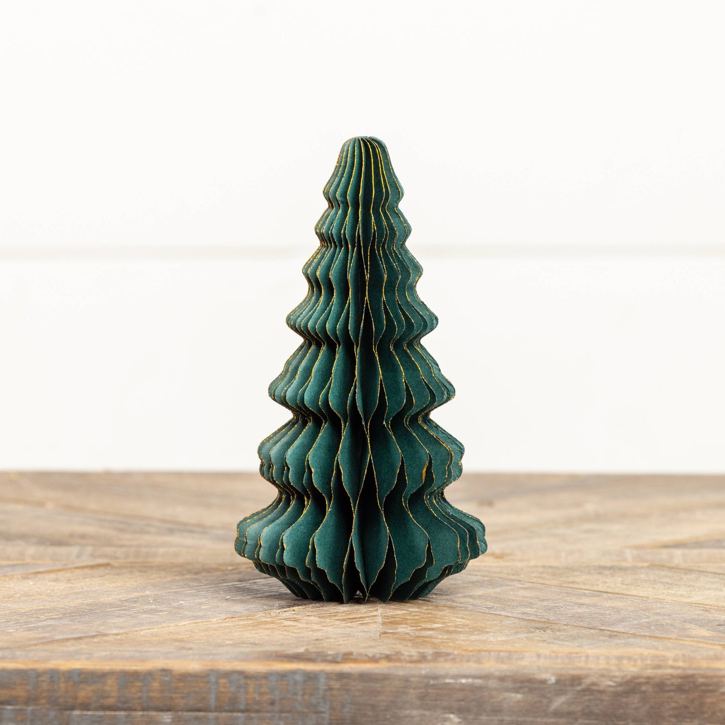7.25" EMERALD GREEN W/ GOLD TRIM PAPER TREE