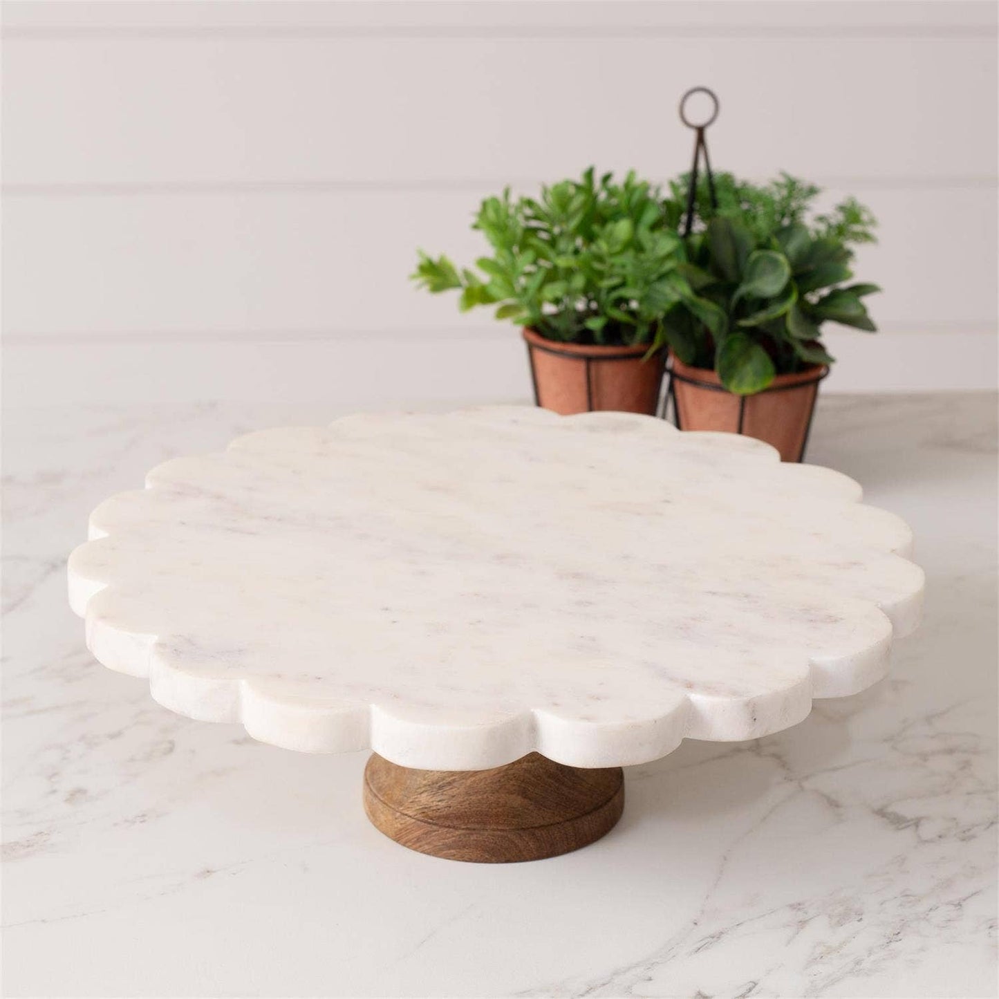 Scalloped Marble Cake Stand